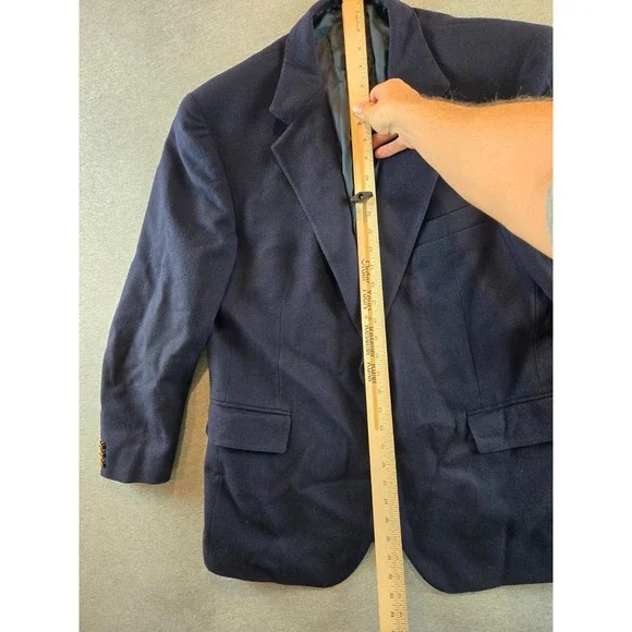 VINTAGE Polo University Club Blazer Mens 46R Navy Wool Gold Buttons Made USA 90s